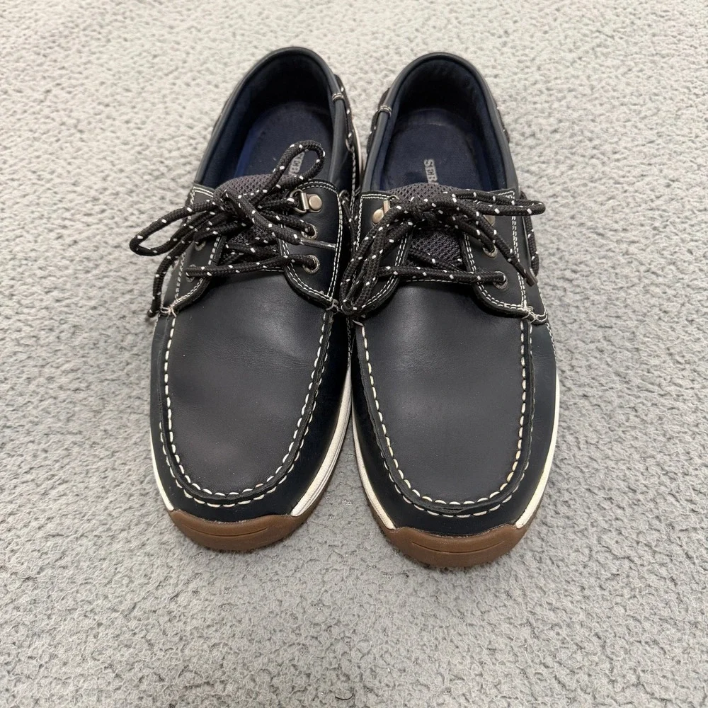Sebago Helmsman Boat Shoes Mens Size 10.5M Navy Smooth Leather Lace Up
